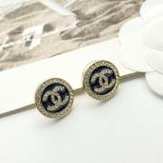 Uubags Chanel Stud Earrings Metal, Resin & Diamonds Gold, Black & Crystal - 4