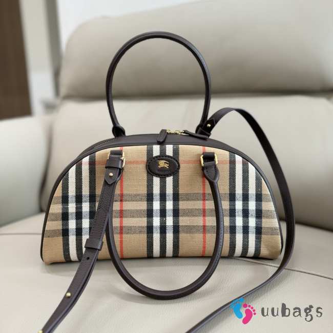 Uubags Burberry Natural Highlands Vintage Check Bowling Handbag 33.5x12.5x17cm - 1