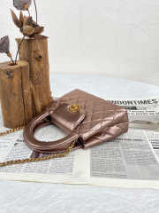 Uubags Chanel Nano Kelly Shopper Metallic Bronze Calfskin Brushed Gold Hardware 19x7x12cm  - 6