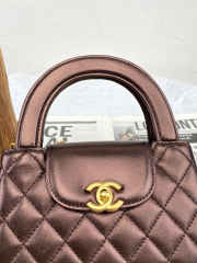 Uubags Chanel Nano Kelly Shopper Metallic Dark Brown Calfskin Brushed Gold Hardware 19x7x12cm - 6