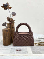 Uubags Chanel Nano Kelly Shopper Metallic Dark Brown Calfskin Brushed Gold Hardware 19x7x12cm - 5