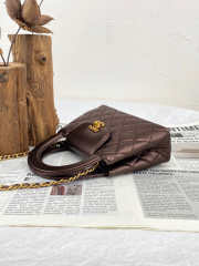 Uubags Chanel Nano Kelly Shopper Metallic Dark Brown Calfskin Brushed Gold Hardware 19x7x12cm - 3