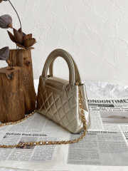 Uubags Chanel Nano Kelly Shopper Metallic Silver Calfskin Brushed Gold Hardware 19x7x12cm - 4
