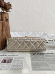 Uubags Chanel Nano Kelly Shopper Metallic Silver Calfskin Brushed Gold Hardware 19x7x12cm - 2