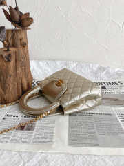 Uubags Chanel Nano Kelly Shopper Metallic Silver Calfskin Brushed Gold Hardware 19x7x12cm - 3