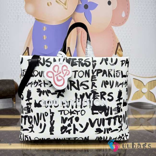 Uubags Louis Vuitton N40797 Shopper Tote MM White/Black Bag 40x32x16cm - 1