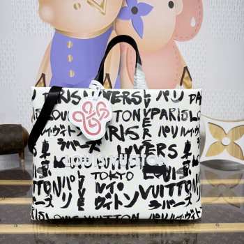 Uubags Louis Vuitton N40797 Shopper Tote MM White/Black Bag 40x32x16cm