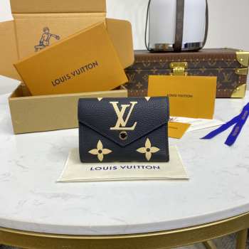 Uubags Louis Vuitton M80968 Victorine Wallet Black /Beige 12x9.5x2.5cm