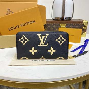 Uubags Louis Vuitton M80481 Zippy Wallet Black /Beige 19.5x10.5x2.5cm
