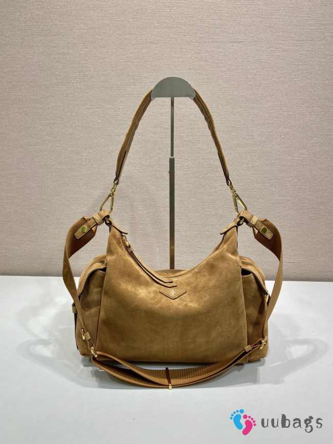 Uubags Large Prada Explore suede bag in cinnamon 32x22x11.5cm - 1