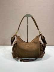 Uubags Large Prada Explore suede bag in cocoa brown 32x22x11.5cm - 1