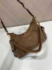 Uubags Large Prada Explore suede bag in cocoa brown 32x22x11.5cm - 6