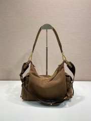 Uubags Large Prada Explore suede bag in cocoa brown 32x22x11.5cm - 2