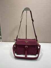 Uubags Prada Explore medium suede bag with flap in burgundy 30x14x10cm - 1