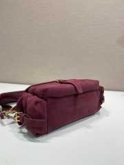 Uubags Prada Explore medium suede bag with flap in burgundy 30x14x10cm - 4