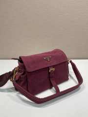 Uubags Prada Explore medium suede bag with flap in burgundy 30x14x10cm - 5