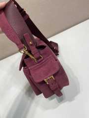 Uubags Prada Explore medium suede bag with flap in burgundy 30x14x10cm - 3