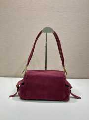Uubags Prada Explore medium suede bag with flap in burgundy 30x14x10cm - 2