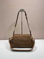 Uubags Prada Explore medium suede shoulder bag with flap in cocoa brown 30x14x10cm - 3