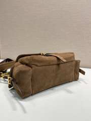 Uubags Prada Explore medium suede shoulder bag with flap in cocoa brown 30x14x10cm - 4