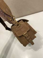 Uubags Prada Explore medium suede shoulder bag with flap in cocoa brown 30x14x10cm - 6