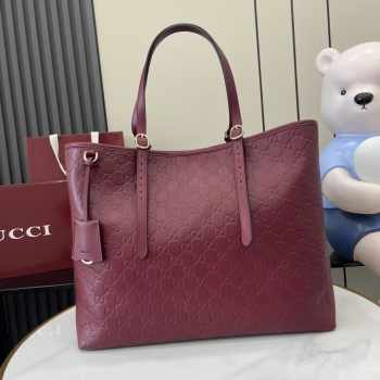 Uubags Gucci Emblem large tote bag red GG monogram coated fabric 37x31x16cm