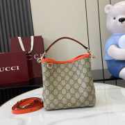 Uubags Gucci Emblem mini bucket orange and dark brown new GG monogram coated fabric bag 19x18x11cm - 1