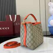 Uubags Gucci Emblem mini bucket orange and dark brown new GG monogram coated fabric bag 19x18x11cm - 6