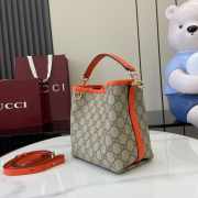 Uubags Gucci Emblem mini bucket orange and dark brown new GG monogram coated fabric bag 19x18x11cm - 5