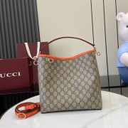 Uubags Gucci Emblem bucket orange and dark brown GG monogram coated fabric bag 25x25x15.5cm - 1