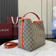 Uubags Gucci Emblem bucket orange and dark brown GG monogram coated fabric bag 25x25x15.5cm - 6