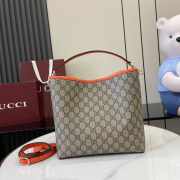 Uubags Gucci Emblem bucket orange and dark brown GG monogram coated fabric bag 25x25x15.5cm - 5