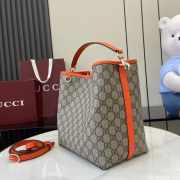 Uubags Gucci Emblem bucket orange and dark brown GG monogram coated fabric bag 25x25x15.5cm - 4