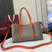Uubags Gucci Emblem medium tote bag orange and dark brown GG monogram coated fabric 30x18x11cm - 5