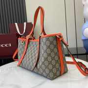 Uubags Gucci Emblem medium tote bag orange and dark brown GG monogram coated fabric 30x18x11cm - 4