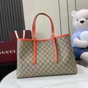 Uubags Gucci Emblem large tote bag orange and dark brown GG monogram coated fabric 38x25x15cm - 1