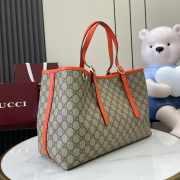 Uubags Gucci Emblem large tote bag orange and dark brown GG monogram coated fabric 38x25x15cm - 5