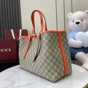 Uubags Gucci Emblem large tote bag orange and dark brown GG monogram coated fabric 38x25x15cm - 4