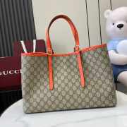 Uubags Gucci Emblem large tote bag orange and dark brown GG monogram coated fabric 38x25x15cm - 3