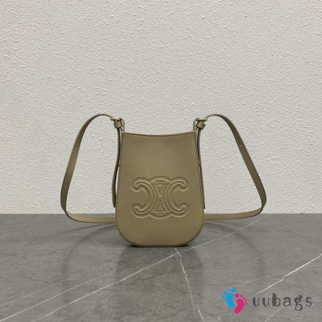 Uubags Celine Phone Pouch Heloise In Supple Calfskin Beige 15x19.5x3cm - 1