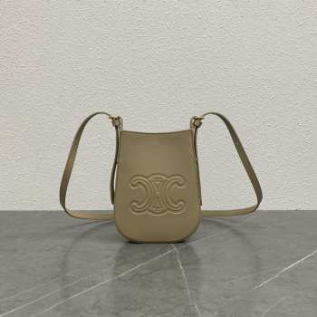Uubags Celine Phone Pouch Heloise In Supple Calfskin Beige 15x19.5x3cm