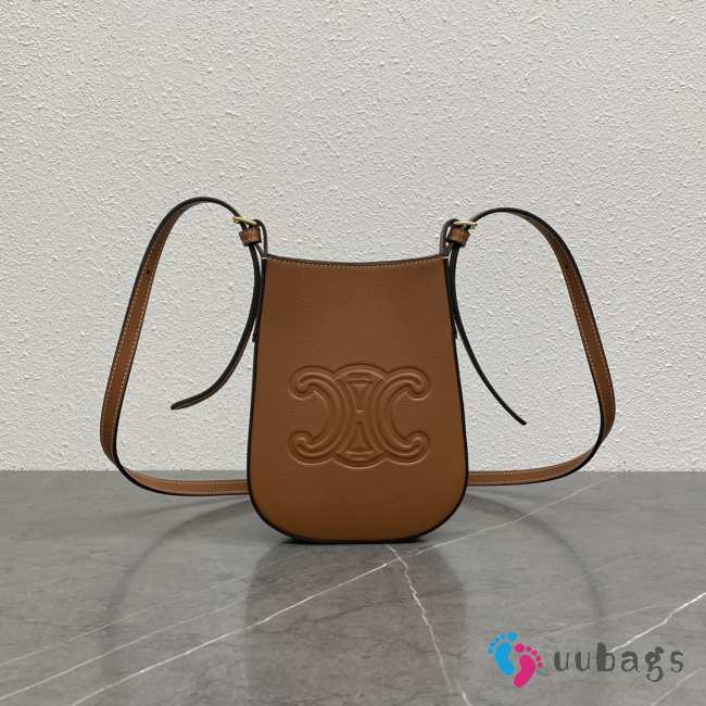 Uubags Celine Phone Pouch Heloise In Supple Calfskin Brown 15x19.5x3cm - 1