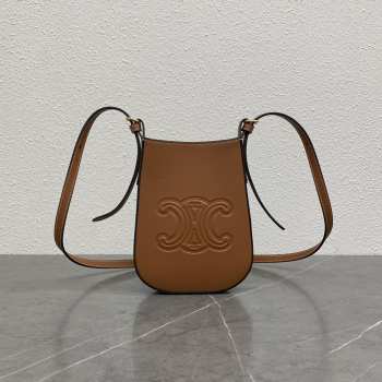 Uubags Celine Phone Pouch Heloise In Supple Calfskin Brown 15x19.5x3cm
