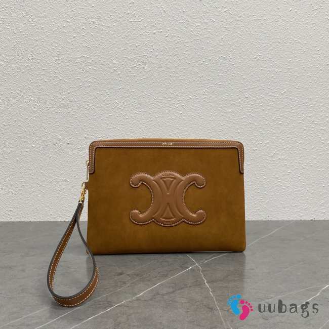Uubags Celine small pouch with strap in nubuck calfskin cameo 25x17.5x1cm - 1