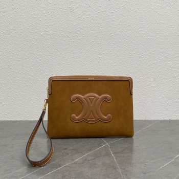 Uubags Celine small pouch with strap in nubuck calfskin cameo 25x17.5x1cm