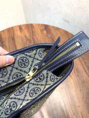 Uubags Tory Burch T Monogram Small Zip Tote Bag In Beige Navy 23.5x35.5x12.8cm - 6