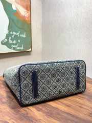 Uubags Tory Burch T Monogram Small Zip Tote Bag In Beige Navy 23.5x35.5x12.8cm - 3