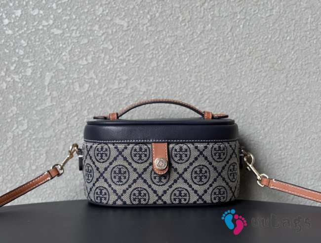 Uubags Tory Burch T Monogram Vanity Case Tory Navy 18.5x9.7x9.3cm - 1