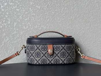 Uubags Tory Burch T Monogram Vanity Case Tory Navy 18.5x9.7x9.3cm