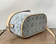 Uubags Tory Burch T Monogram Denim Vanity Case Powder Blue 18.5x9.7x9.3cm - 5